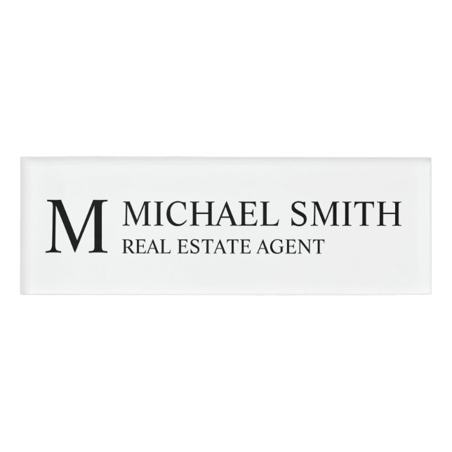 Badge D'identification Étiquette professionnelle personnalisée Monogramme (Devant)