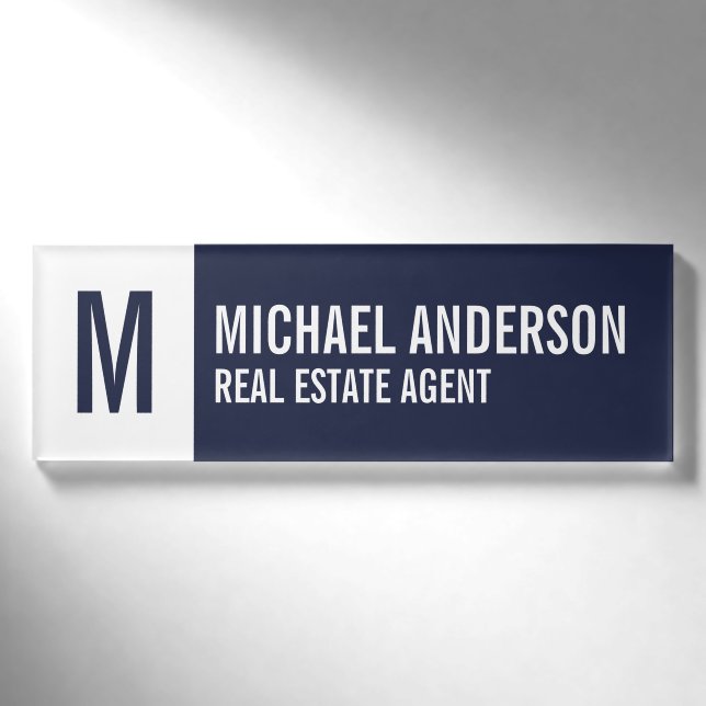 Badge D'identification Étiquette professionnelle personnalisée Monogramme (Devant)