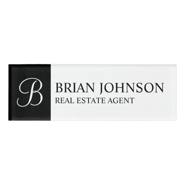 Badge D'identification Étiquette professionnelle personnalisée Monogramme (Devant)