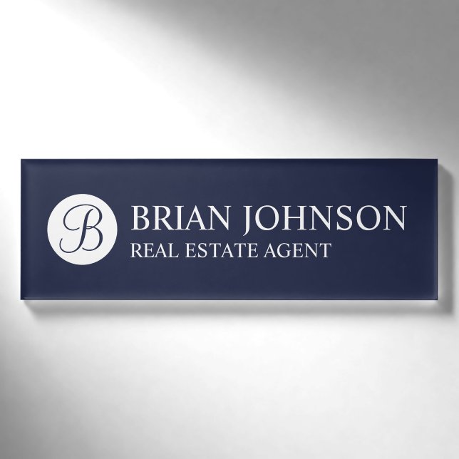Badge D'identification Étiquette professionnelle personnalisée Monogramme (Devant)