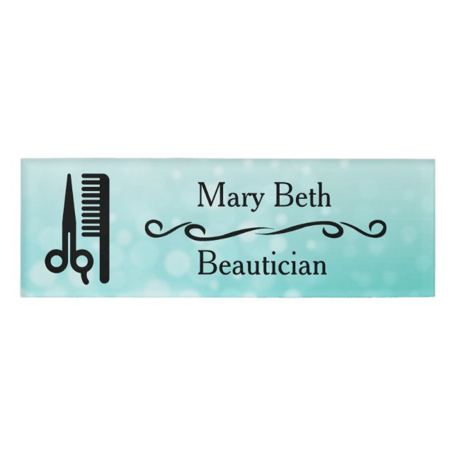 Badge D'identification Étiquettes de nom de salon de beauté de beauté per (Devant)