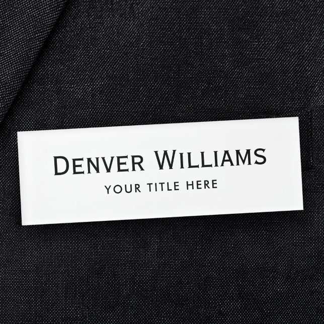 Badge D'identification Étiquettes nominatives magnétiques professionnelle (Simple white professional magnetic name tags)