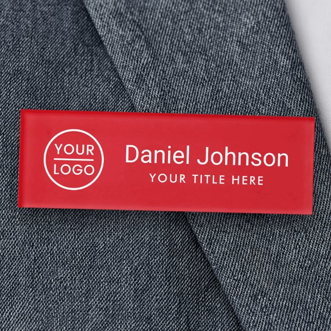 Badge D'identification Étiquettes nominatives magnétiques professionnelle (Custom logo red professional magnetic name tags)
