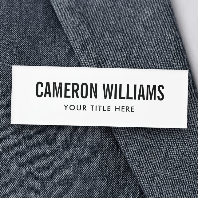 Badge D'identification Étiquettes nominatives magnétiques professionnelle (Simple white professional magnetic name tags)