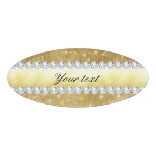 Badge D'identification Étoiles de scintillement et diamants d'or chic