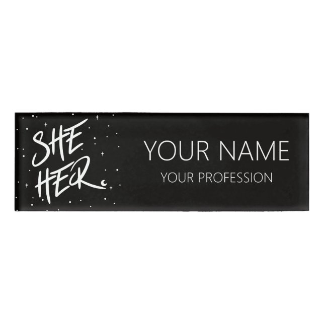 Badge D'identification Étoiles Elle Ses Pronounes (Devant)