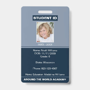 Badge d'identification étudiant à domicile Bleu