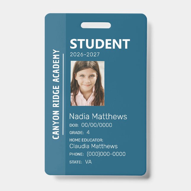Badge d'identification étudiant à domicile Blue St (Avant)