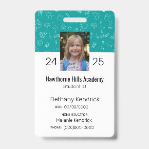 Badge d'identification étudiant de l'école Teal à