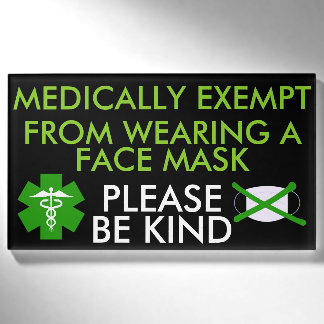 Badge D'identification Exempté Médicalement de Masques de Visage