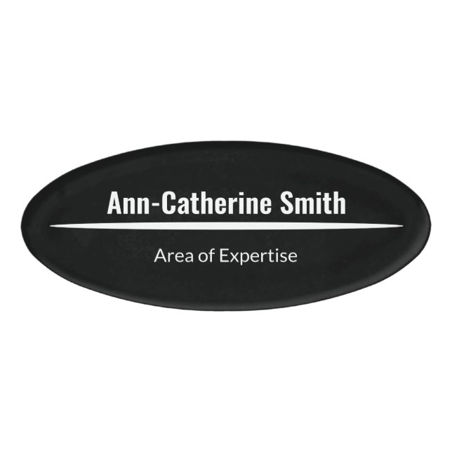 Badge D'identification Expertise professionnelle moderne Noir Blanc Oval (Devant)