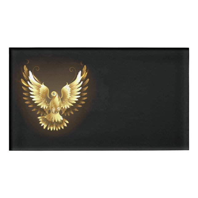 Badge D'identification Faux Gold Foil Peace Dove en noir (Devant)