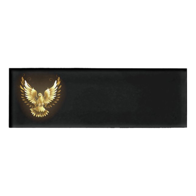 Badge D'identification Faux Gold Foil Peace Dove en noir (Devant)