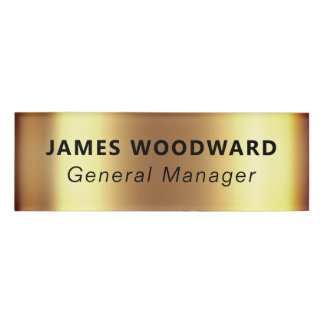 Badge D'identification Faux Gold Metallic Employé Personnel Magnétique