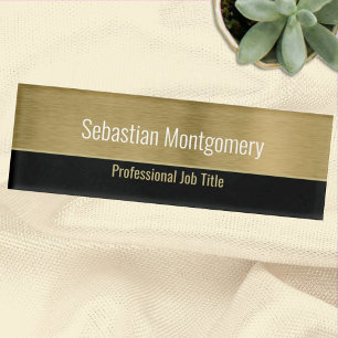 Badge D'identification Faux Metallic Professional Brossé Gold Modèle