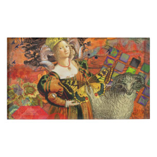 Badge D'identification Femme Bélier Orange : Collage d'Art Antique Gothiq
