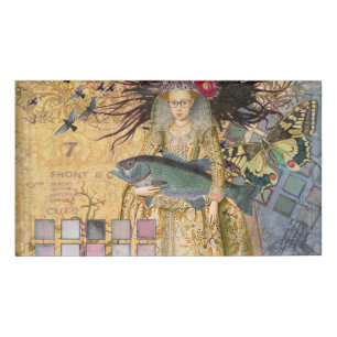 Badge D'identification Femme Poissons Vintage Classique Gothique