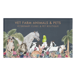 Badge D'identification Ferme d'arbres Animal Chat Chien Oiseau Animal de