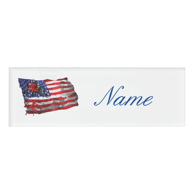 Badge D'identification Fier paysan patriotique drapeau Thunder_Cove (Devant)