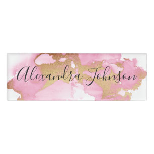Badge D'identification Fille laveuse rose et or