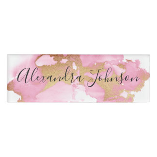 Badge D'identification Fille laveuse rose et or