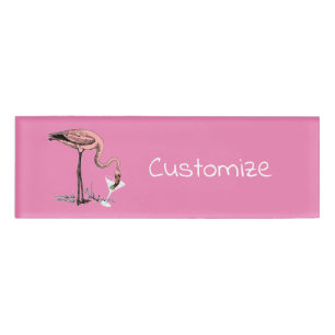 Badge D'identification Flamant rose Boire Martini Thunder_Cove
