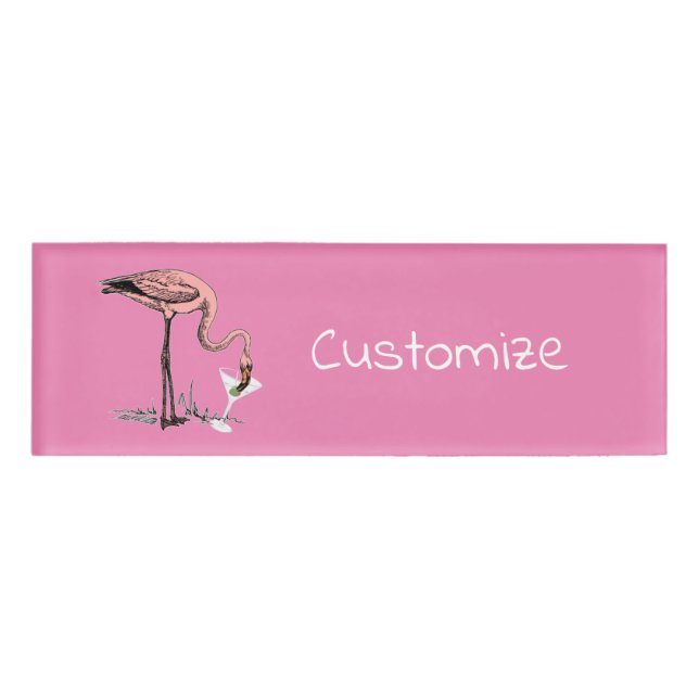 Badge D'identification Flamant rose Boire Martini Thunder_Cove (Devant)