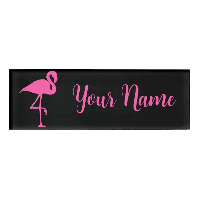Badge D'identification Flamant Rose Debout Avec Élégance (Devant)