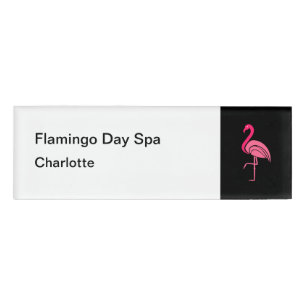 Badge D'identification Flamant rose rose tropical Spa Nom de l'employé