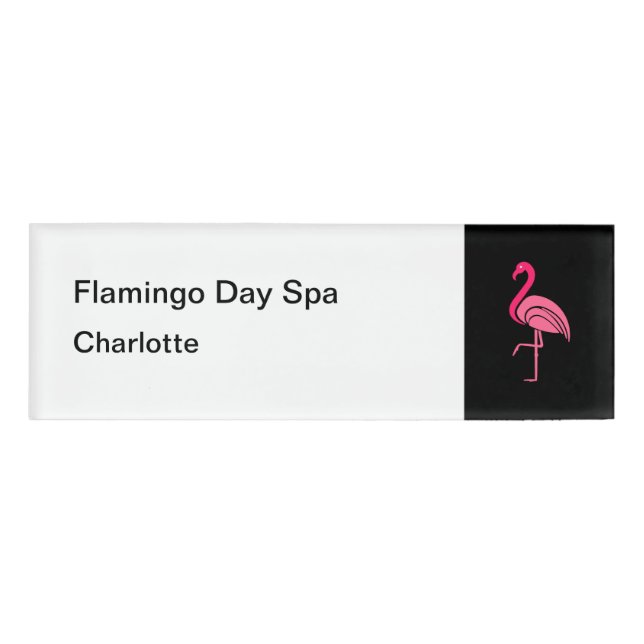 Badge D'identification Flamant rose rose tropical Spa  Nom de l'employé B (Devant)