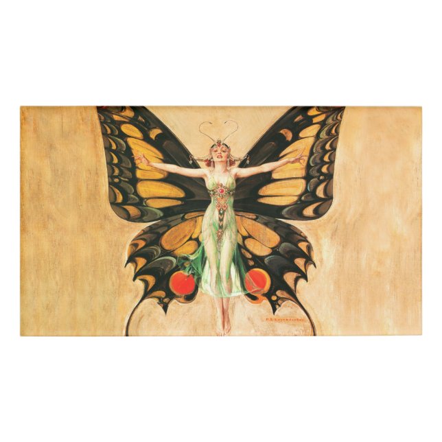 Badge D'identification Flapper Butterfly Flying Woman Illustration (Devant)