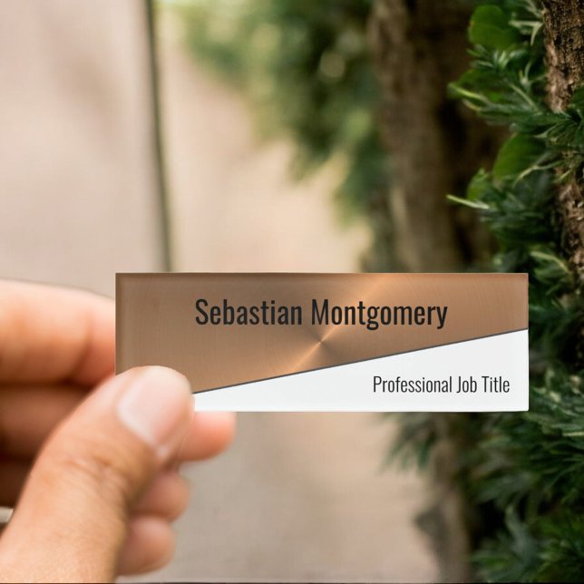 Badge D'identification Flare de cuivre métallique géométrique Professiona (diagonal designed name tag)