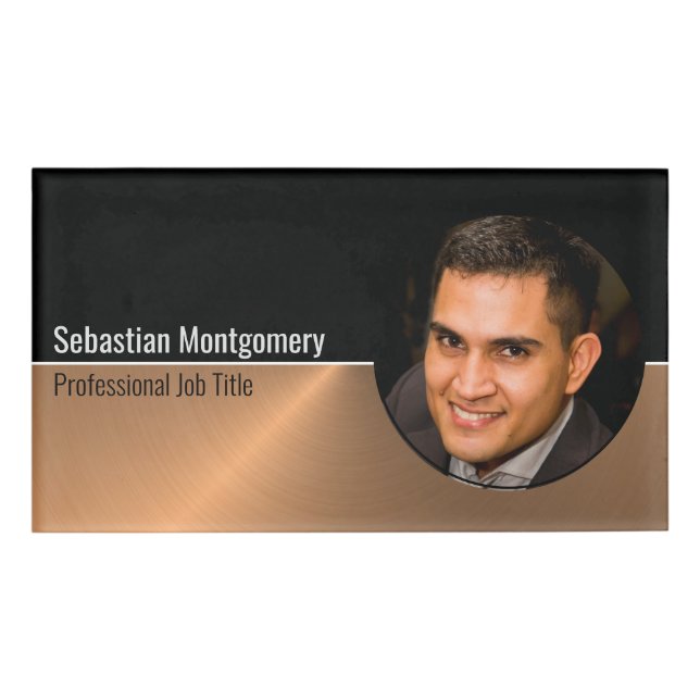 Badge D'identification Flare en cuivre métallique professionnel photo per (Devant)