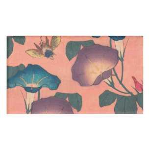 Badge D'identification Fleur d'abeille rose Art classique Hokusai