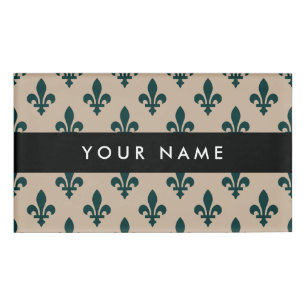 Badge D'identification Fleur de Lis Motif, Français, Royal, Vert