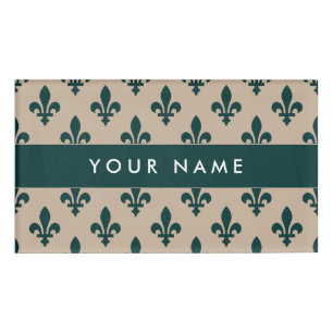 Badge D'identification Fleur de Lis Motif, Français, Royal, Vert