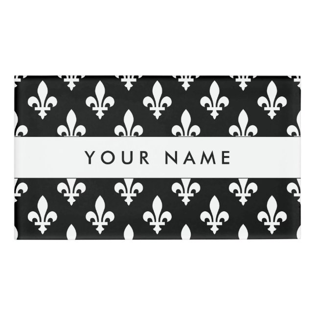 Badge D'identification Fleur de Lis Motif, française, royale, blanche (Devant)
