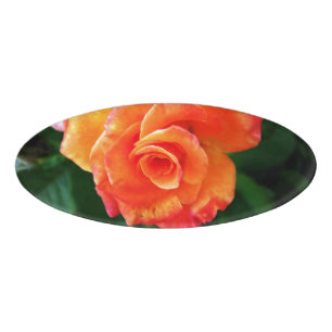 Badge D'identification Fleur rose orange