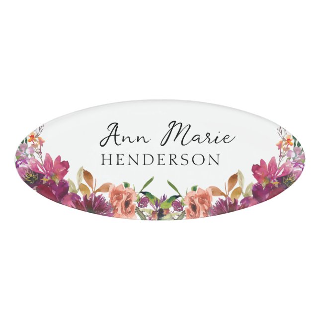 Badge D'identification Fleurs aquarelles de fleurs sauvages  (Devant)