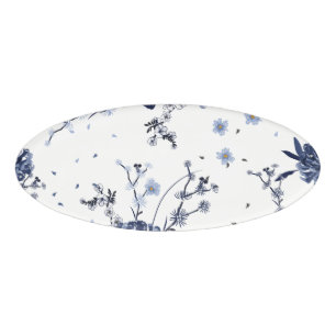Badge D'identification Fleurs bleues