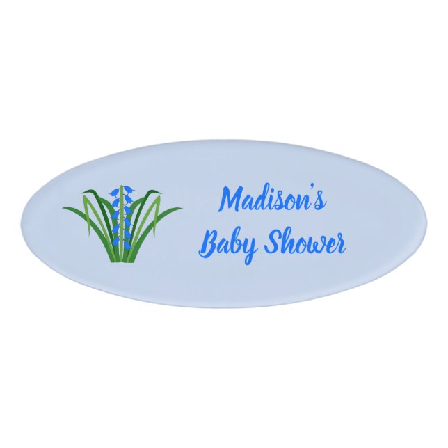 Badge D'identification Fleurs de Jacinthe Bleue Bébé Garçon Baby Shower d (Devant)