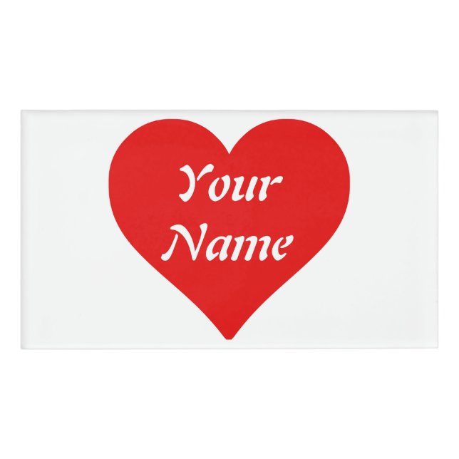 Badge D'identification Forme de cœur rouge amour classique minimalisme (Devant)