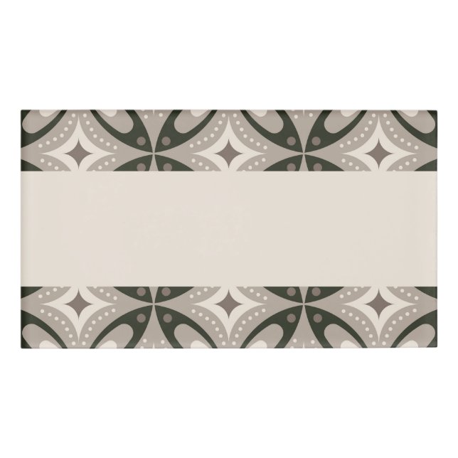 Badge D'identification Formes circulaires rétro beige et marron (Devant)