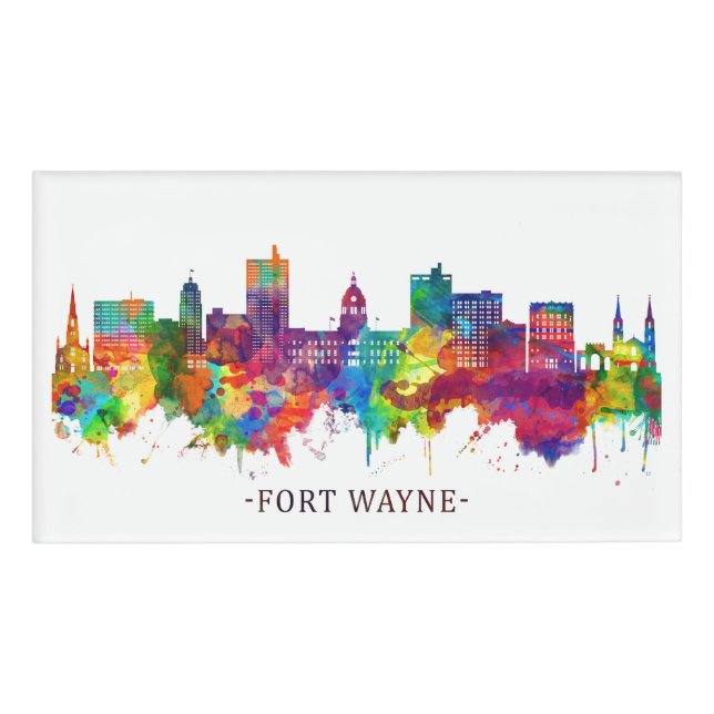 Badge D'identification Fort Wayne Indiana Skyline (Devant)