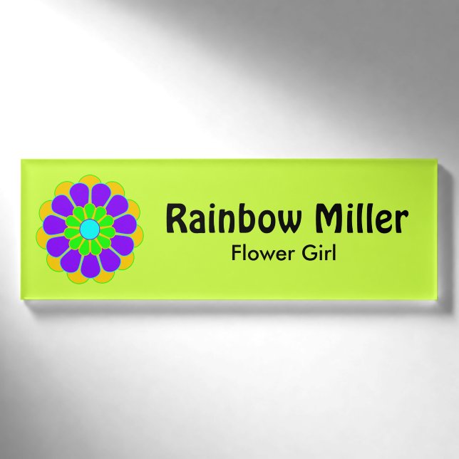 Badge D'identification Funny Flower Power Bloom II + votre backgr. & idée (Devant)