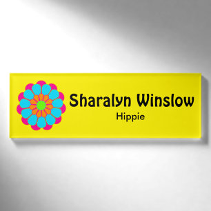 Badge D'identification Funny Flower Power Bloom III + votre backgr. & idé