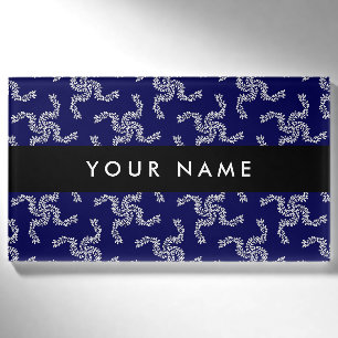 Badge D'identification Garland de Noël, Bleu, Votre nom, Personnaliser