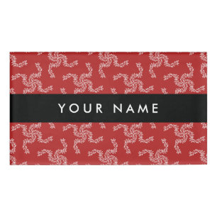 Badge D'identification Garland de Noël, Rouge, Votre nom, Personnaliser