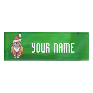Badge D'identification Ginger Chat Noël Sur Vert