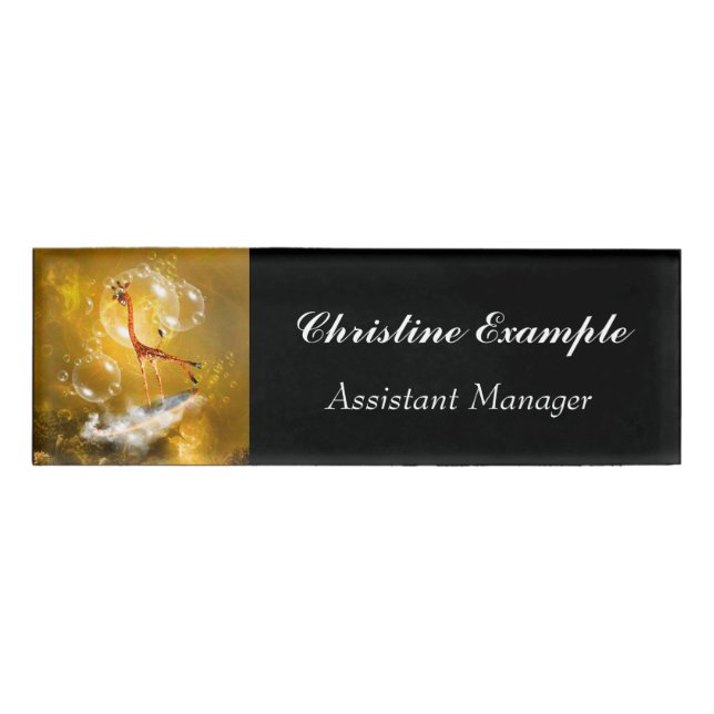 Badge D'identification Girafe surfante drôle (Devant)